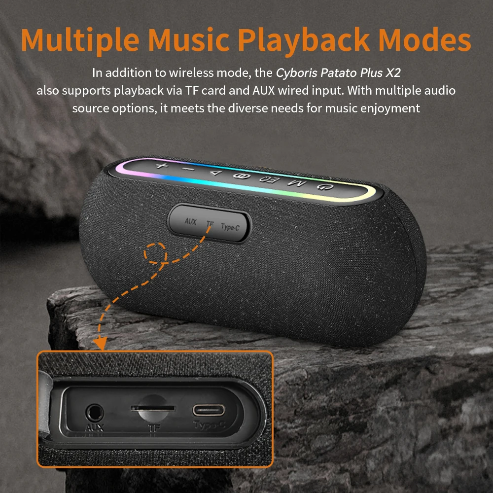 2025 New Cyboris Professional 60W Stereo RGB Music Box 6000mAh Portable Wireless Bluetooth Speakers Hi-fi Bass Party Speaker