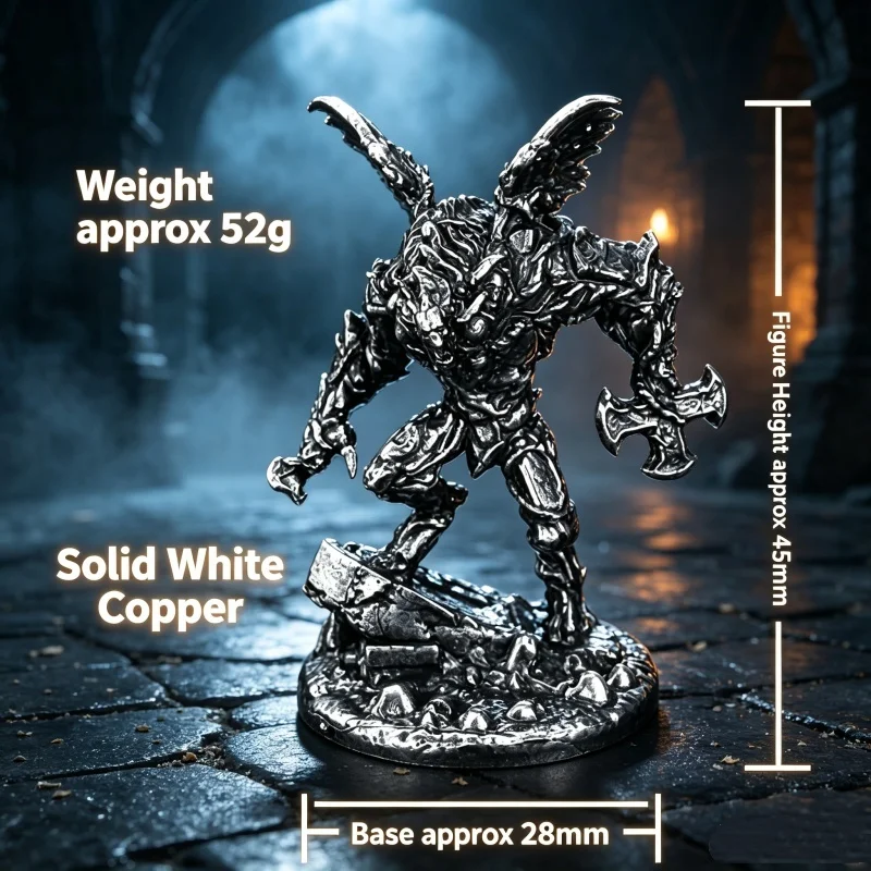 White Copper Headless Warrior Statue Vintage Metal Soldier Figurine Desktop Ornament Gift For Fantasy Tabletop Hobby Collectors