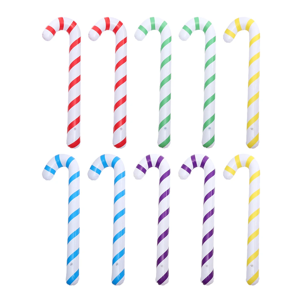 

10 Pcs Candy Cane PVC Balloons Xmas Decorations Bright Christmas Inflatable Candy Cane Colors Party Supplies Holiday Season