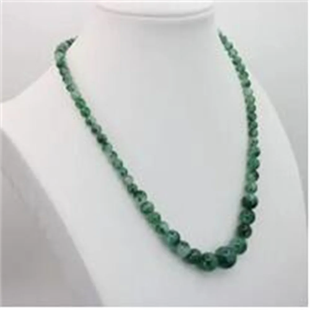 6-14mm round pearl round necklace chain set green and white chalcedony stone fashion women jewelry wholesale price 18 \'\'