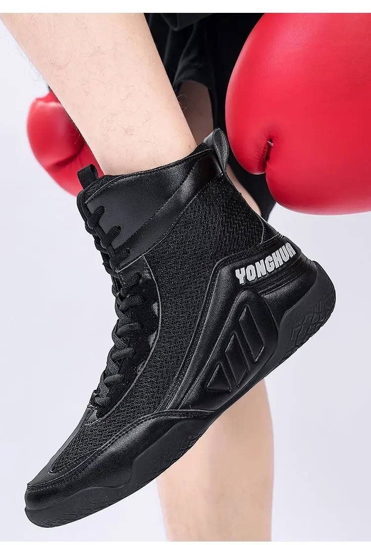 High-Top-Boxen, professionelle, rutschfeste Wrestling-Sportschuhe, leichte, gevechtsfreie Kampfsportschuhe für Männer und Frauen