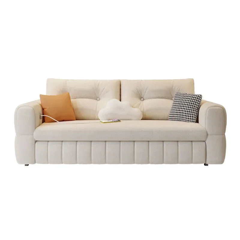 

Cream cat paw multi-function, flannel sofa bed, foldable, double living room integrated storage