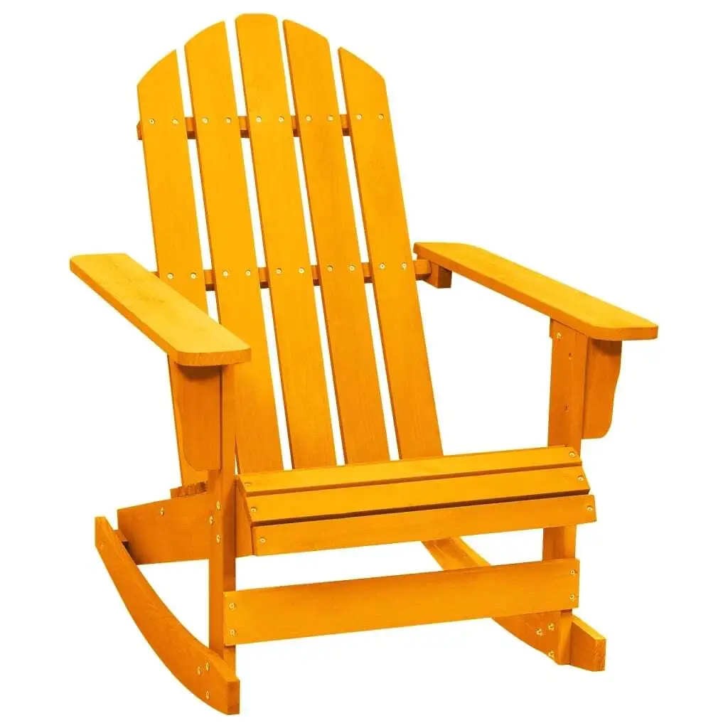 Orange Solid Fir Wood Patio Adirondack Rocking Chair - Durable & Stylish Outdoor Seating