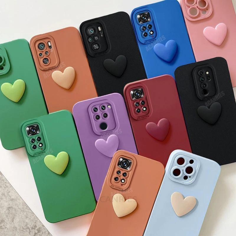 Note11 3d Love Heart Silicone Case On For Xiaomi Redmi Note 11 Pro 4g 5g 10 11s 10s 9 9s 8 7 11pro Shockproof Soft Cover Note11s