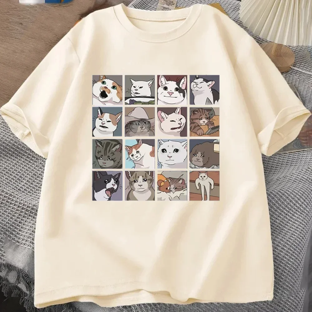 Meme Cats Puzzle Creativity Printed Men T-Shirts Beach Breathable Funny Clothing Oversize Casual Cotton Tops Mans Short Sleeve T