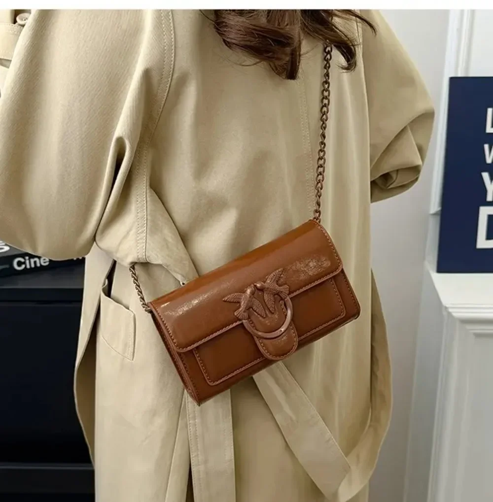 2026 Ölwachs-Leder Umhängetasche mit Kette - Luxuriöser Schlanker Quadratischer Stil für Smartphones und Abendveranstaltungen – Detail 27