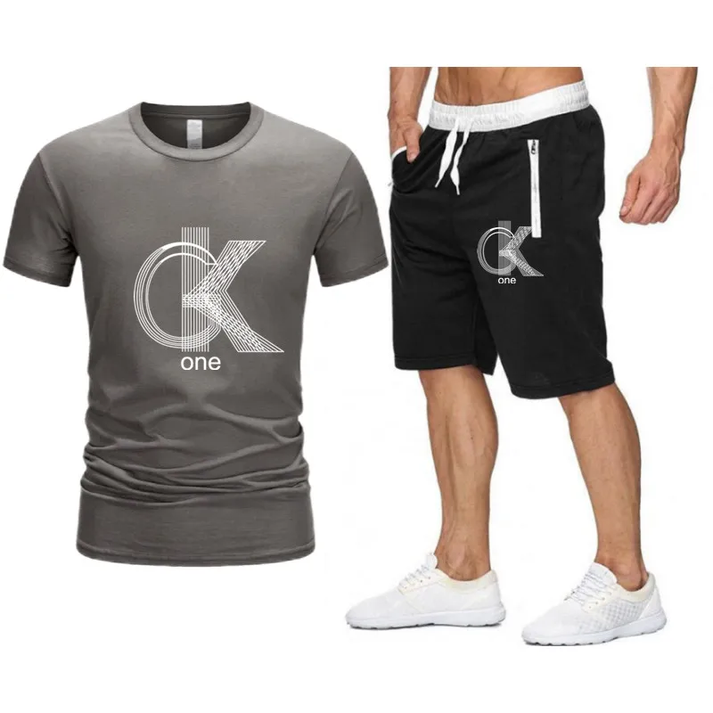 Cotton Short Sets Men Cotton  T-Shirts +Shorts Sport Suit Sweatsuit Men Tracksuit Casual Loose Zip Shorts Sets