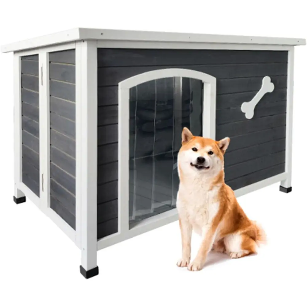 

Приподнятый уличный домик для собак с асфальтовой крышей и пластиковой дверью для средних собак