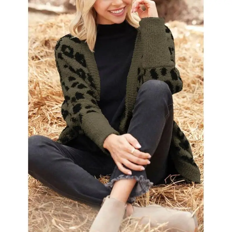 

Faionable Leopard Print Knitted Sweater for Men And Women Coolmax Fiber Ciwalk Inner Wear Thiened Nine Sve Ne