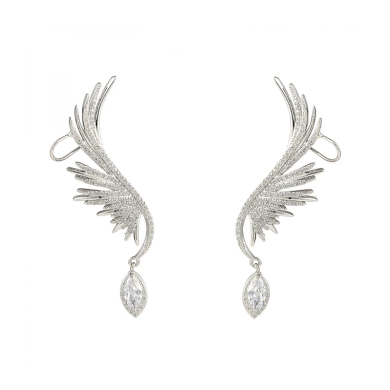 Angel Wings Earrings Rhinestone Crystal Dangle Earring  Exaggerated Elegant Water Drop Earrings Party Jewelry Wholesale view 6