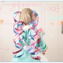 NEEDY GIRL STREAMER OVERDOSE Kangel Rain Cosplay Wig Hair PonyTail Hairclip Shiny Ribbon Pink Blue Hair Handmade Prop 1.2M 1.8M