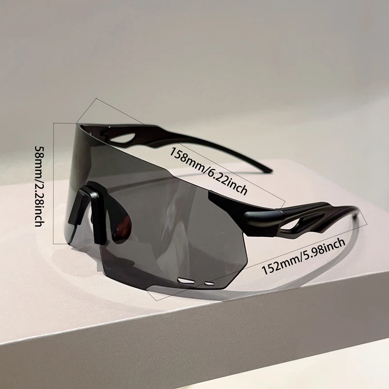 KAMMPT Rimless Oversized Goggle Men 2025 New Wrapped Round Mirror Sports Sunglasses Trendy Outdoor Cycling Protective Shades