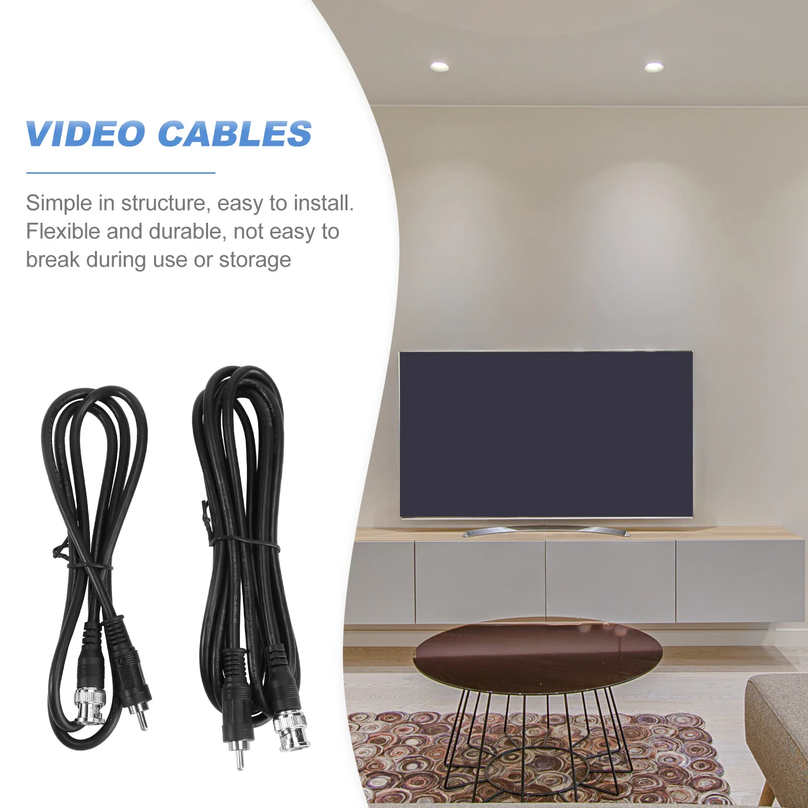 

2pcs Video Converter Cable To Av For Audio Video Wire Durable Adapter Cord