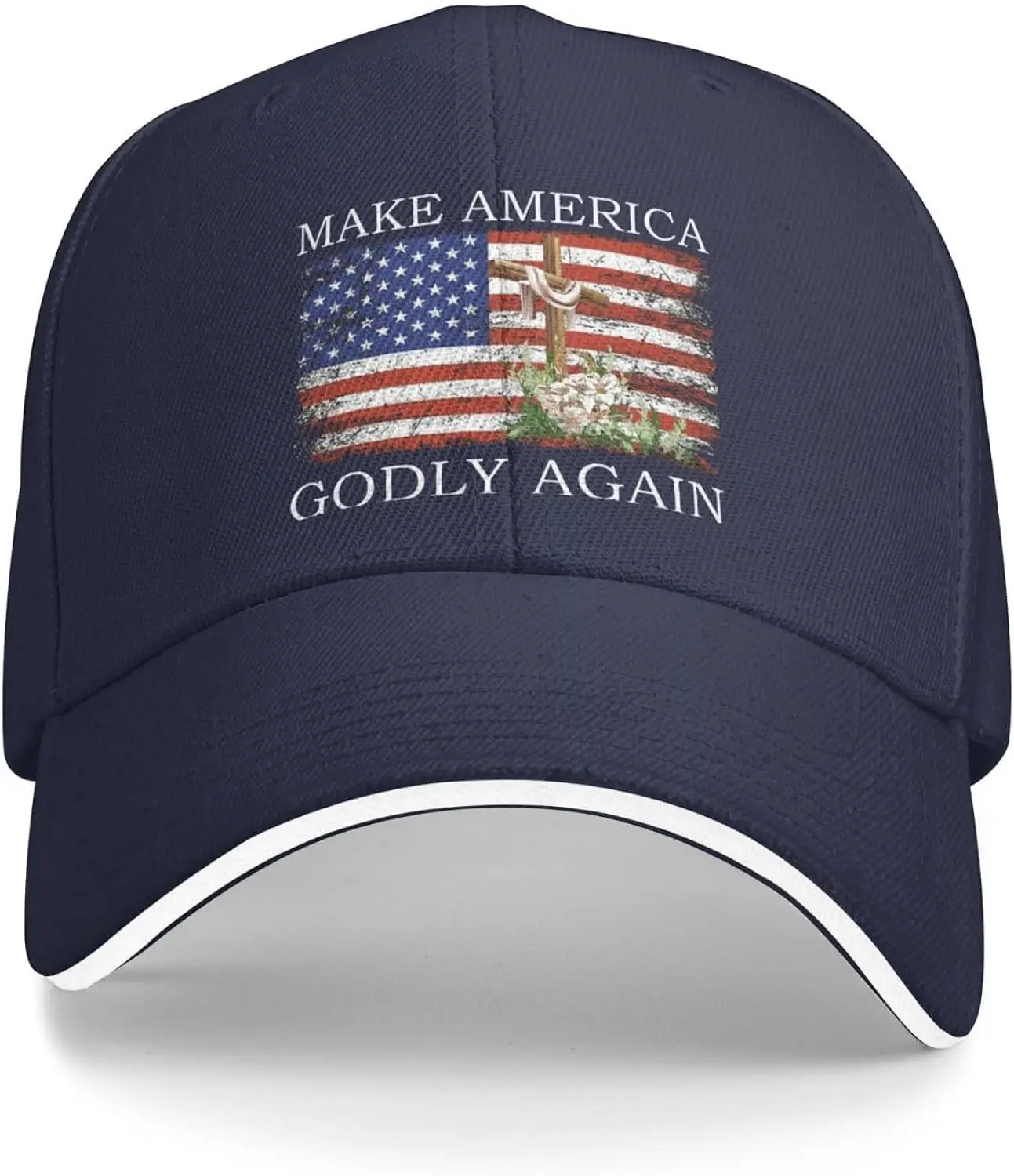 

Jesus Make America Godly Again Hat Women Baseball Cap Funny Cap Navy Blue