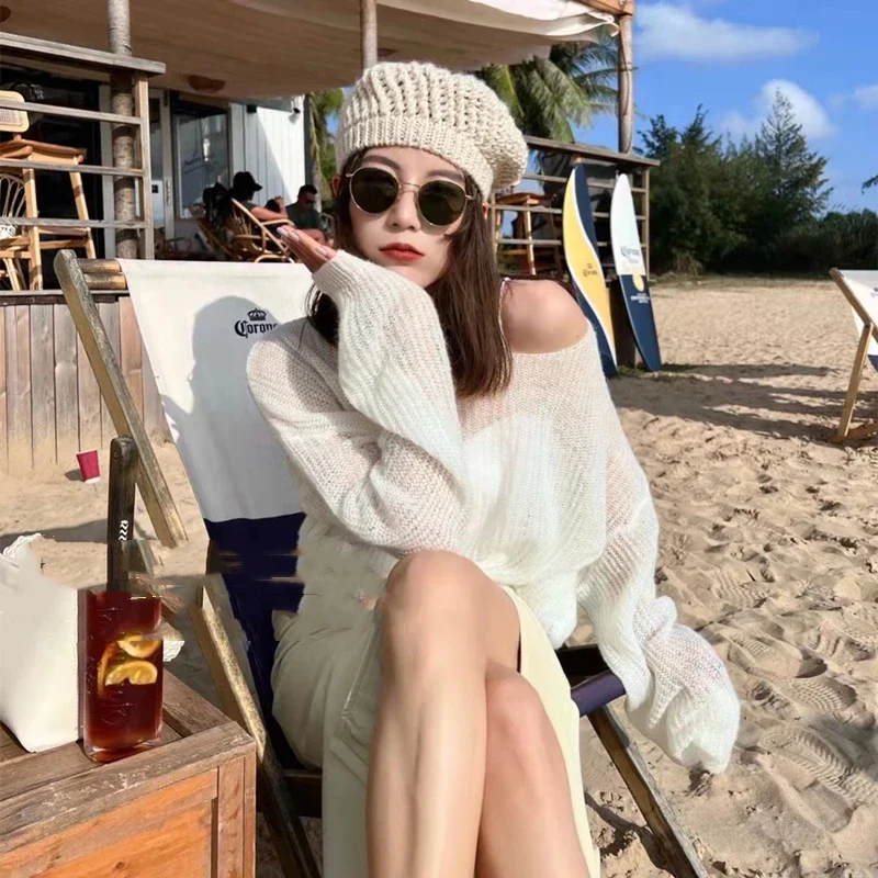 Neue Sommer und Herbst Gestrickte Hohl frauen Pullover Modische Meer Urlaub Lose Beiläufige Jumper