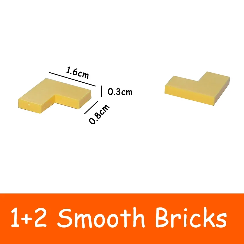 

100PCS 14719 Size 1+2 Bricks Flat Tile MOC Assemble Particles Smooth L Building Blocks DIY Educational Creative Toy for Kids