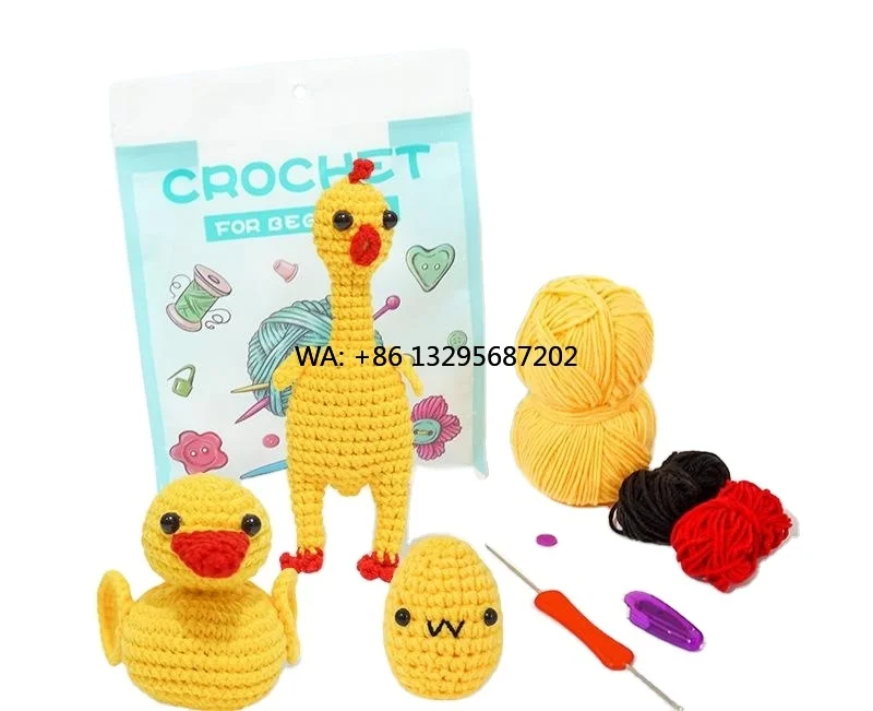 

Crochet Kit Creative Cartoon Series Cute Quirky Duck Chick Combination Handmade DIY Fabric Decorations Material Package