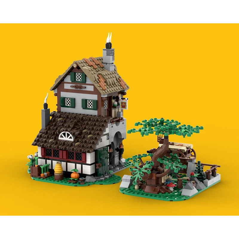 작은 입자 MOC 집, 마을, 나무, 건물, 퍼즐, DIY 창의적인 장난감, 장식품, 선물