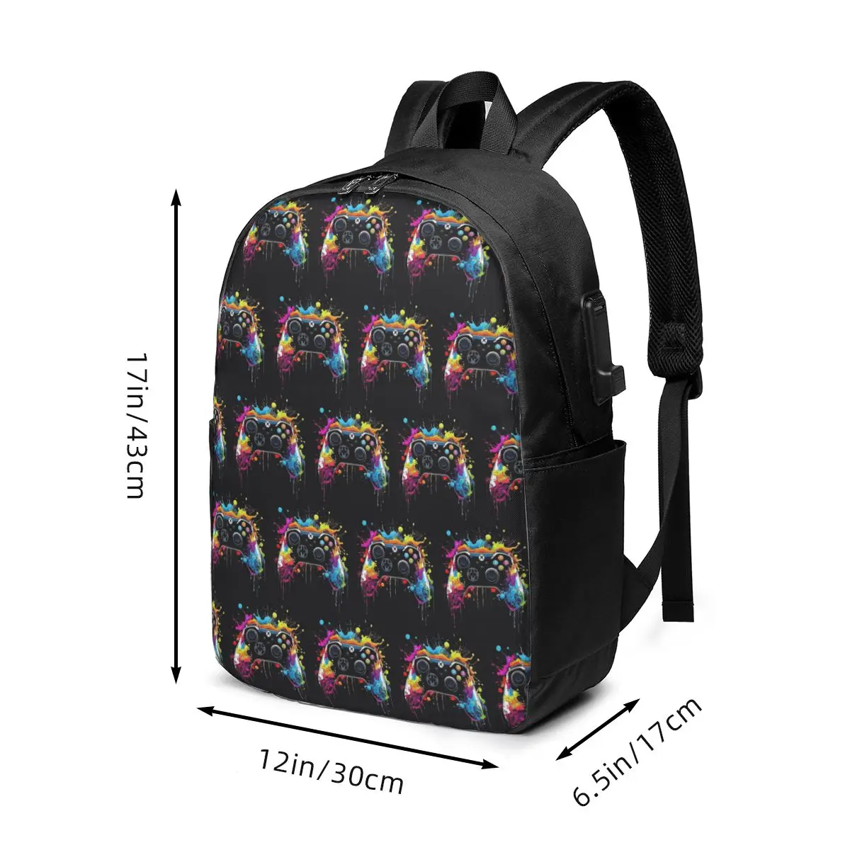 Game Controller Graffiti Design Backpack Travel Notebook Bag Computer College Student School Bag Laptop Shoulder Bags Men Women