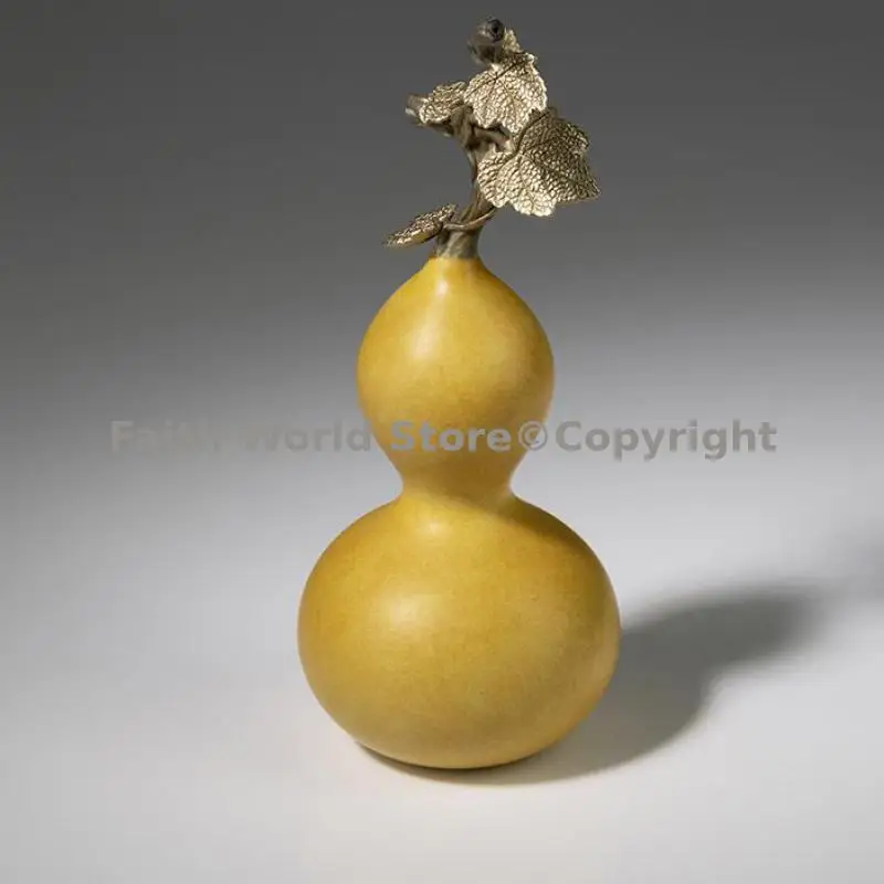 2026 NEW Good luck COPPER Gourd sculpture mascot gift BOSS OFFICE HOME decor FU LU SHOU thriving business bring wealth present