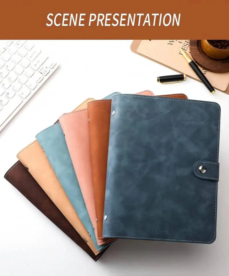 Carpeta de cuaderno de cuero PU suave A5, cubierta de carpeta de 6 anillas redondas recargable para papel de relleno A5, carpeta de cuaderno/álbum Personal
