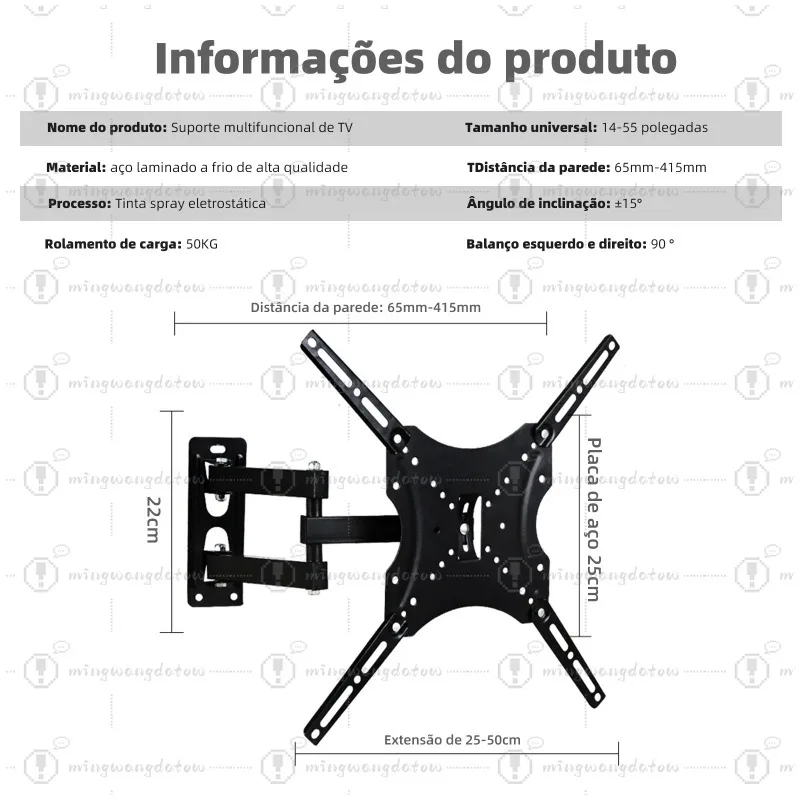 Bracket for TV, Articulated Monitor Bracket, Articulated Arm, Articulated Monitor Support, Vesa, Brazil