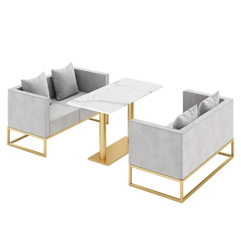 

Cafe sofa combination, dessert shop afternoon tea booth studio simple L-shaped reception sofa