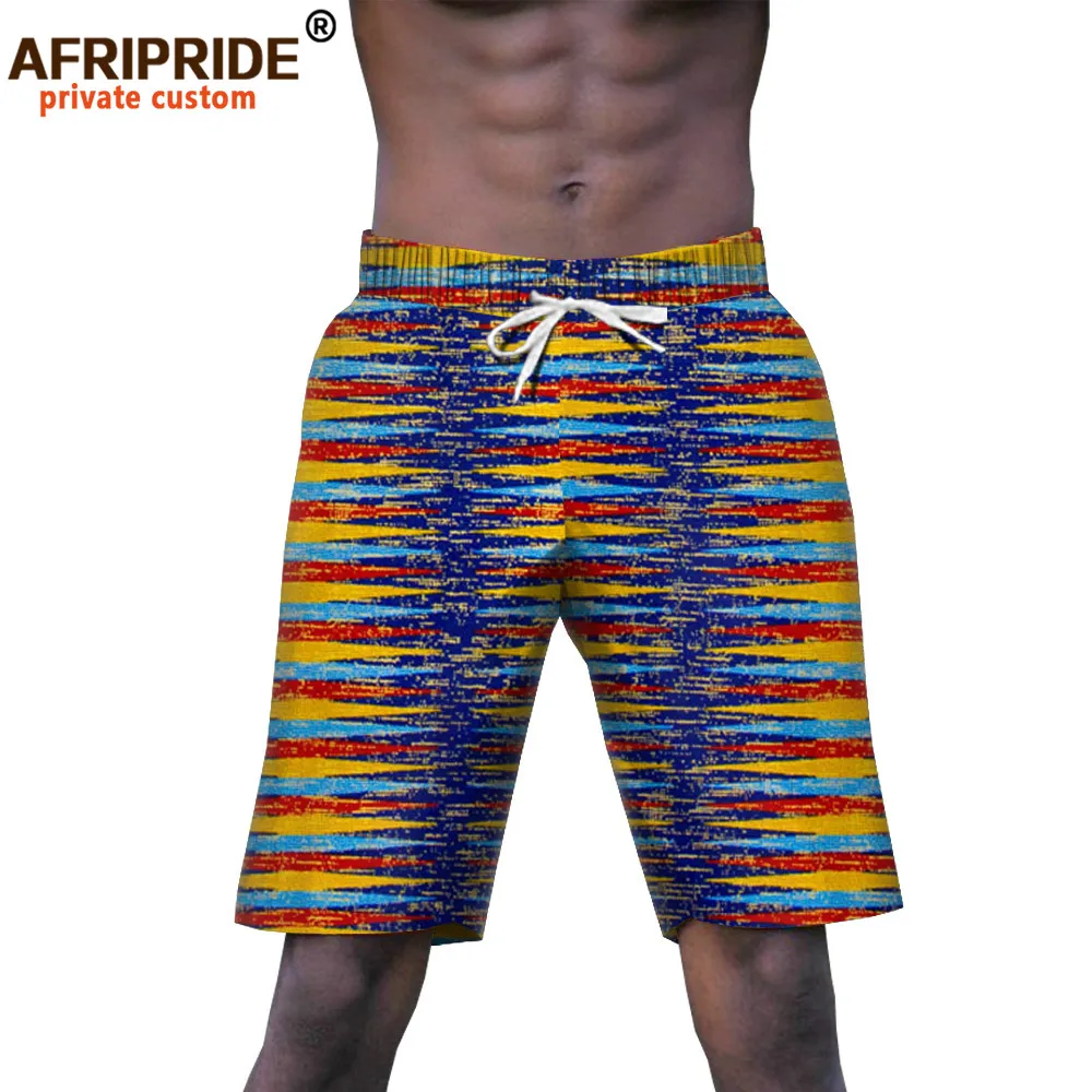 2026 African Shorts for Men Summer Beach Shorts Pockets Dashiki Breeches Wax Batik Print Plus Size Pure Cotton A2011001