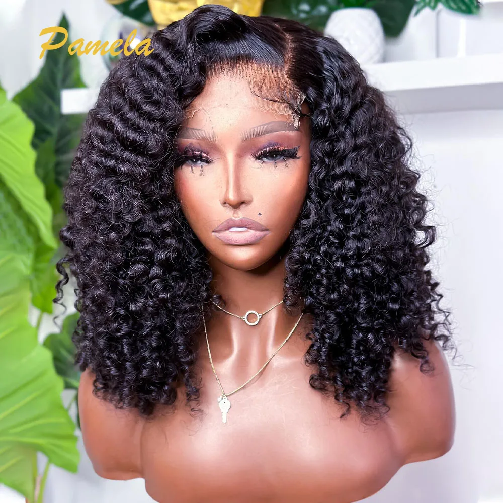 

Super Double Drawn Deep Curly Glueless Wig Human Hair Pre Plucked Ready To Wear 250% Density 13x4 Transparent Lace Frontal Wig