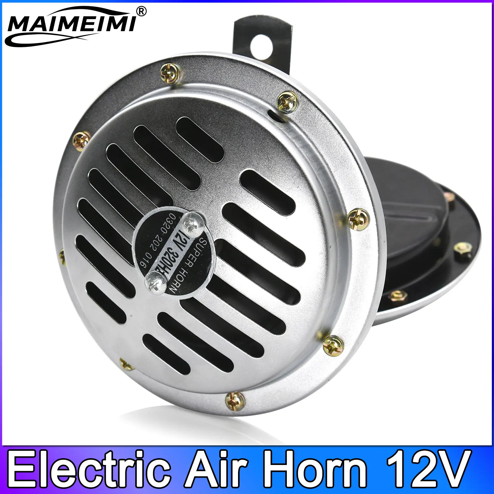 Electric Air Horn 12V Car Bowl Horn Sedan and Truck Universal High and Low Frequency Horn Car Loud Chrome Color Aluminum