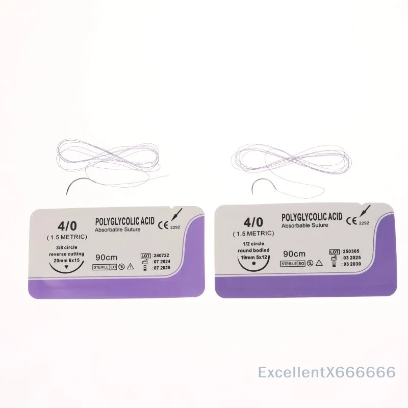 

Absorbable PGA Suture Thread, 1/4PCS 90CM with Needle 2/0 3/0 4/0, Ideal for Pet Dog Demonstrations and Training Exercises