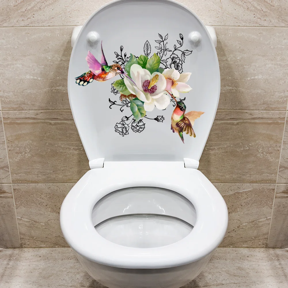 M539 Blumen vogel Toiletten aufkleber Badezimmer Toiletten abdeckung Aufkleber Wanda uf kleber wc für Haupt dekoration – Detail 4