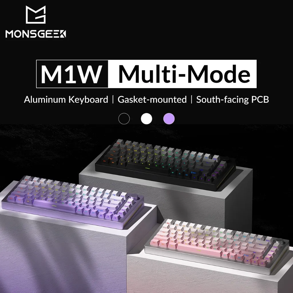 MonsGeek M1W SP 75% Mechanical Keyboard Multi-modes Aluminum CNC Keyboard Gasket-Mounted With Side-printed Shine-through Keycaps