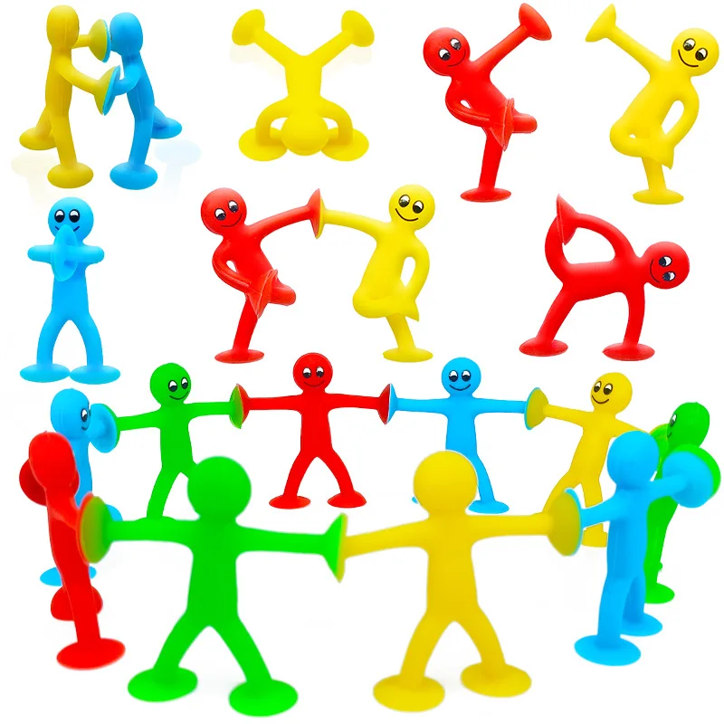 Cartoon Sucker Unique Suction Cup Color Yellow Little Character Expression Creative Doll Little Yellow Person Decompression