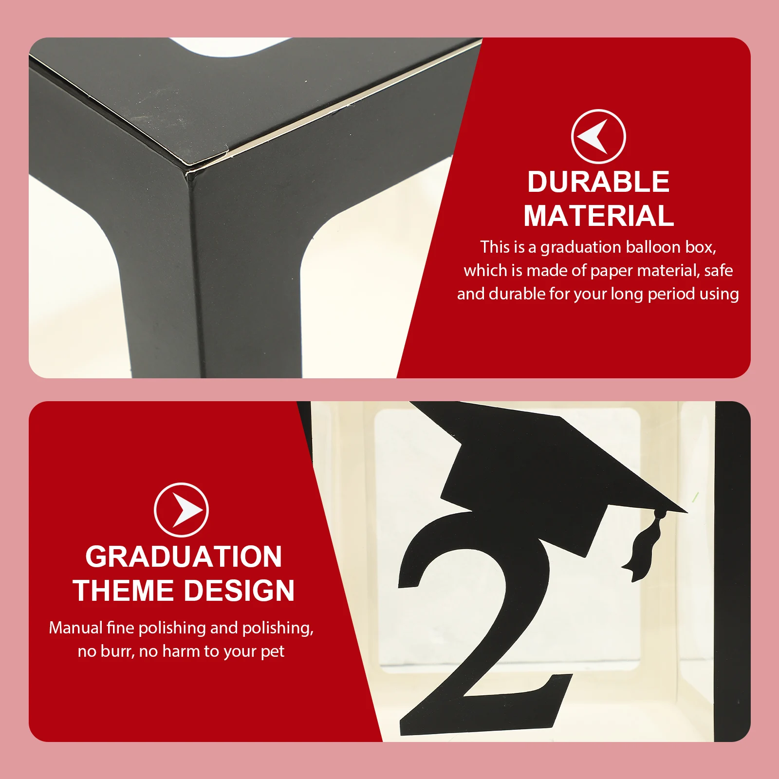 

4pcs Graduation Decorative Box Transparent Edging Ornament Party Atmosphere Photography Props Balloon Storage Container 2023