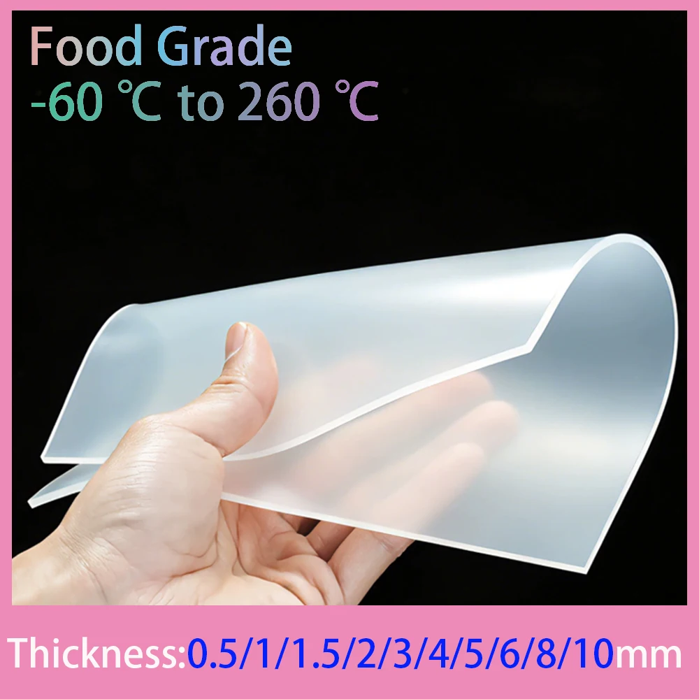 1Pcs Food Grade Silica Gel Plate Clear Silicone Rubber Sheet High Temp Resistance 50x50 100x100 200x200 300 400 500 1200mm