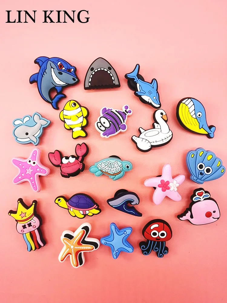 

Cute Ocean Style Shoe Charms Shark Fish Sea-turtle PVC Buckle Decoration Diy Croc Clog Accessories Children Adult Halloween Gift