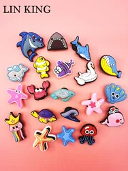 Cute Ocean Style Shoe Charms Shark Fish Sea-turtle PVC Buckle Decoration Diy Croc Clog Accessories Children Adult Halloween Gift