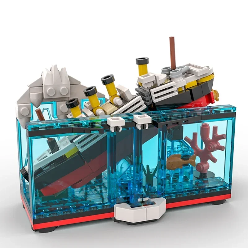 Bootmodel MOC Bouwstenen Scène Gigantisch vrachtschip Zinkende modulaire technologie Geschenken Vakantie Monteer kinderspeelgoed Pak