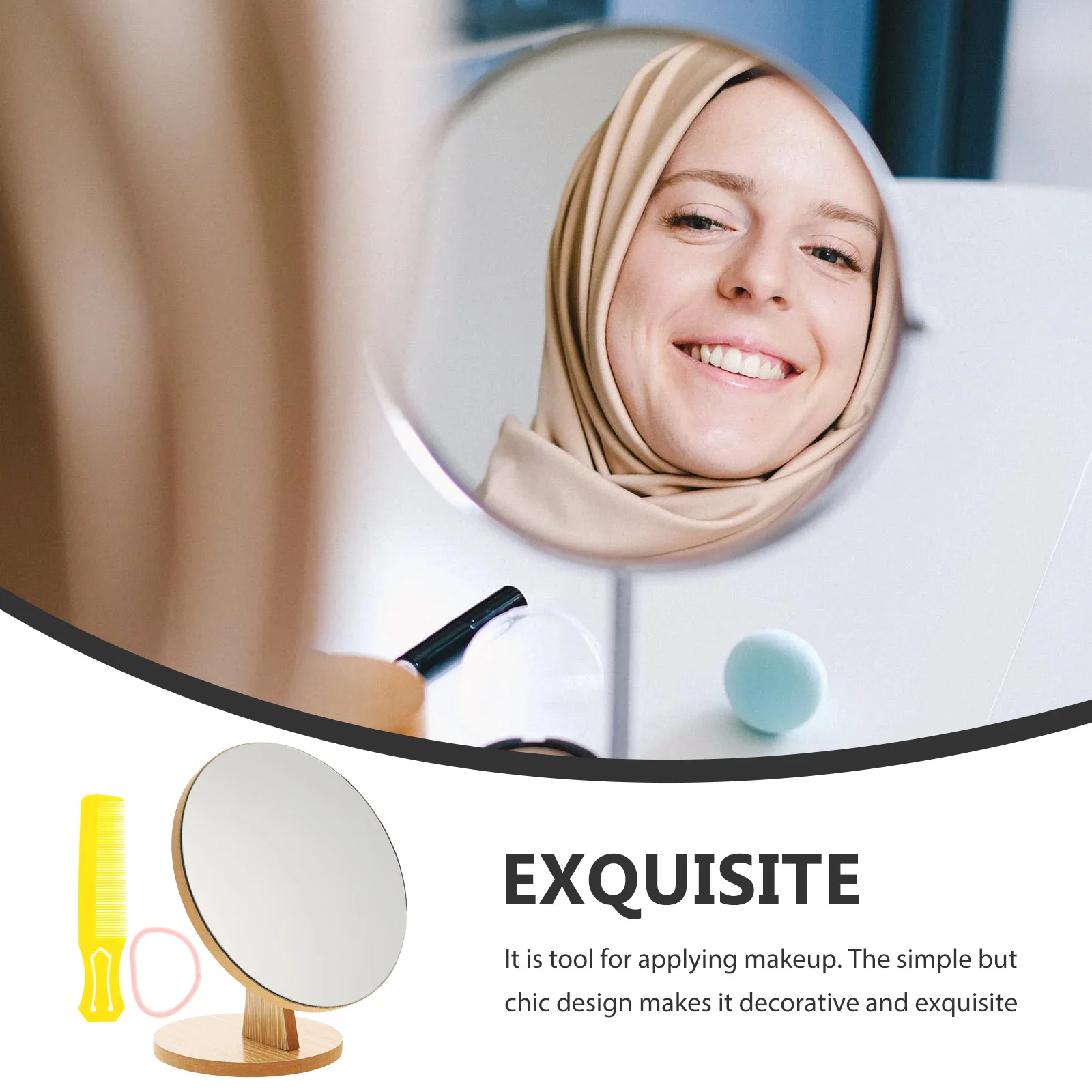 

Wooden Rotating Mirror Scalable Vanity Bathroom High Definition True Color Makeup Grooming Gift Birthday Valentine