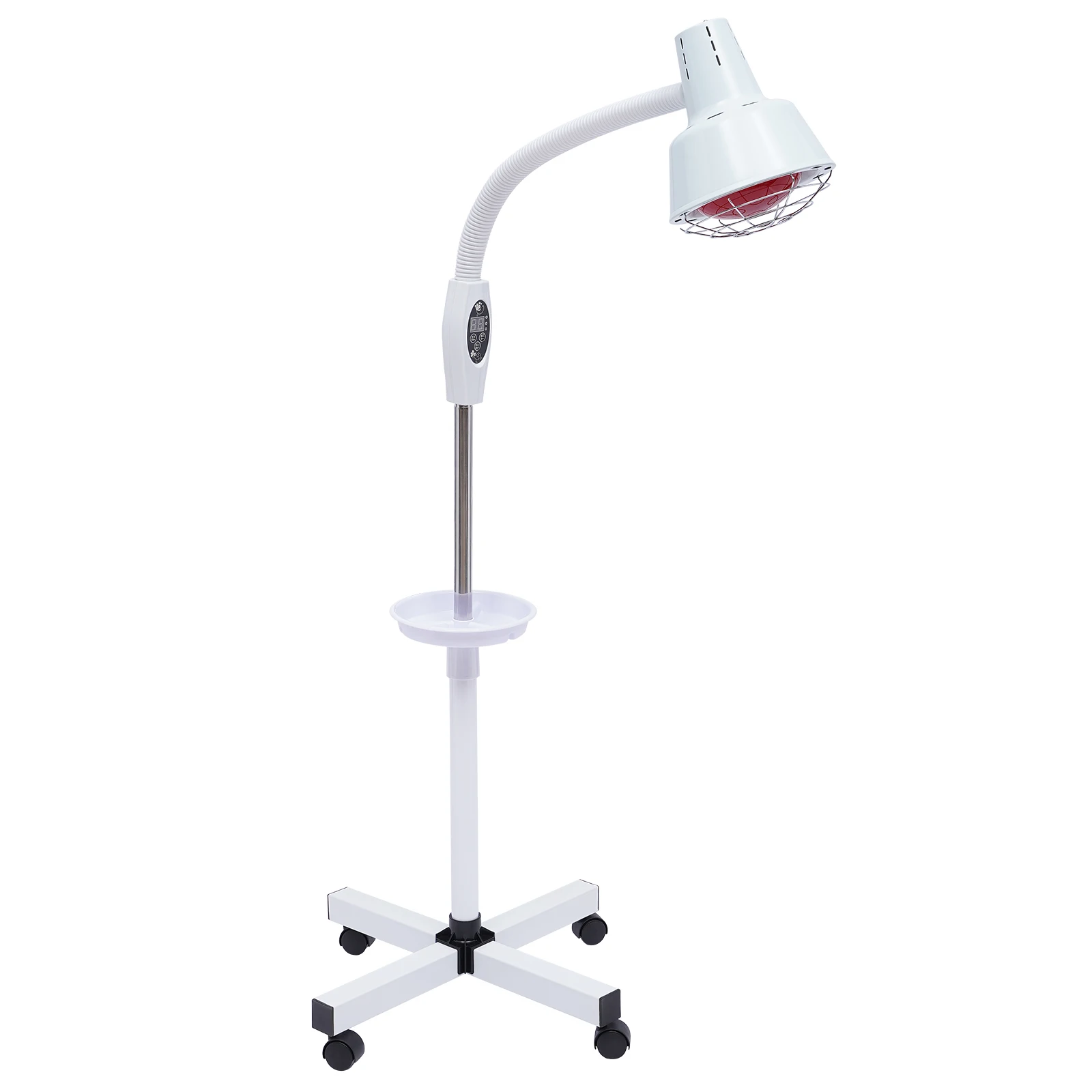 

275W Near Red Infrared Heat Lamp for Pain Relief Muscle Aches 110V US Plug 10 Gear Temperature Adjust 8-70℃ 5-60min Timing Flexible Arm Remote Control Standing Therapy Lamp Height Adjustable 1.2-1.6m for Body Joint Muscle Relax