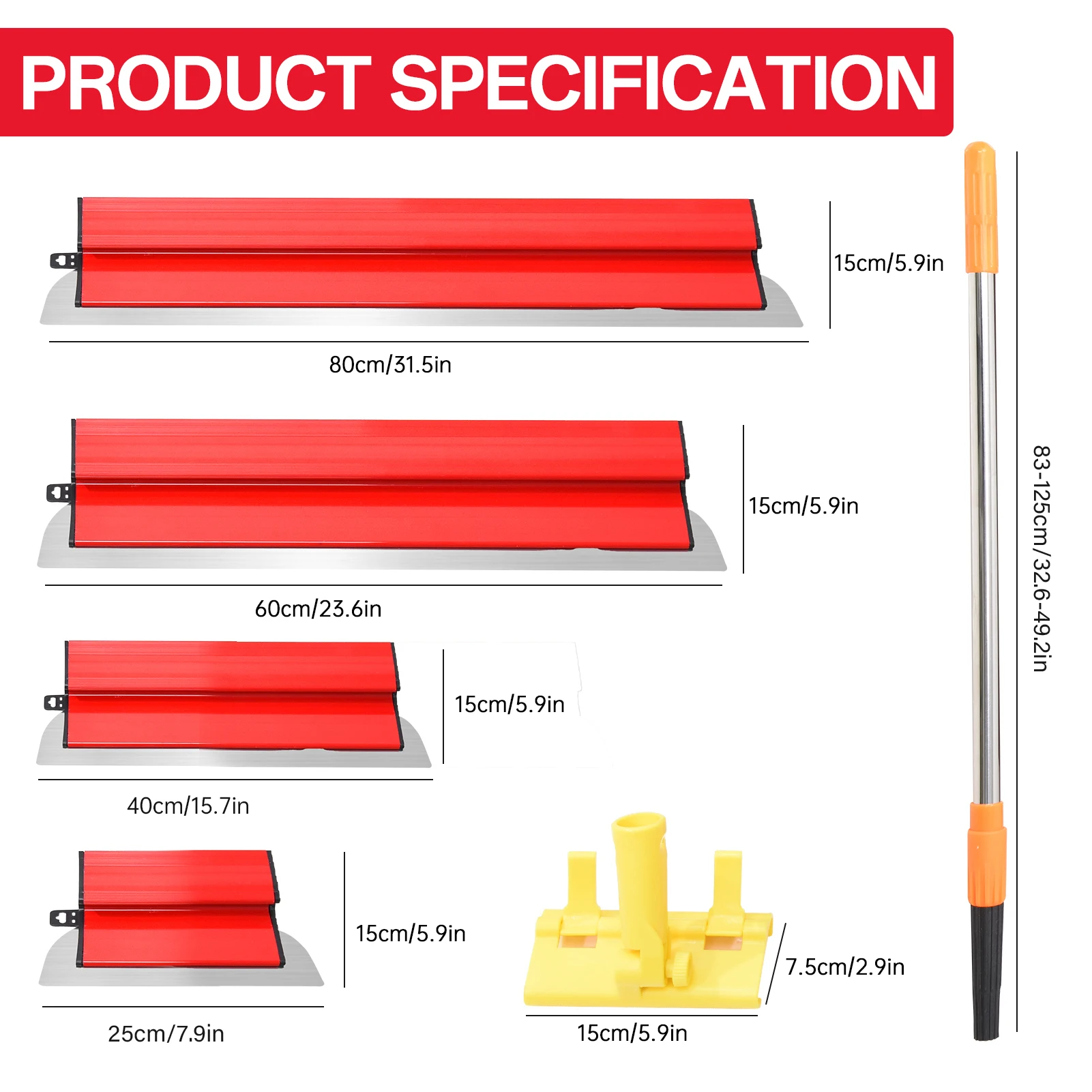 مكشطة المعجون، مكشطة دلو الحوائط الجافة من الفولاذ المقاوم للصدأ، مكشطة حائط غير قابلة للانزلاق مع مجموعة مقبض تمديد للحوائط الجافة #3