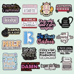 21 Types Wholesale Song Lyrics Enamel Pins Female Pop Singer Brooches Romantic Poetry Lapel Backpack Badge Jewelry Gift for Fans