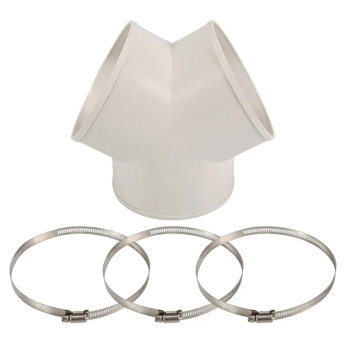 A95G - Diviseur de conduit en Y de 6 pouces, connecteur de conduit ABS à 3 voies pour ventilateur d'extraction, tuyau de séchage avec 3 colliers de serrage en acier inoxydable