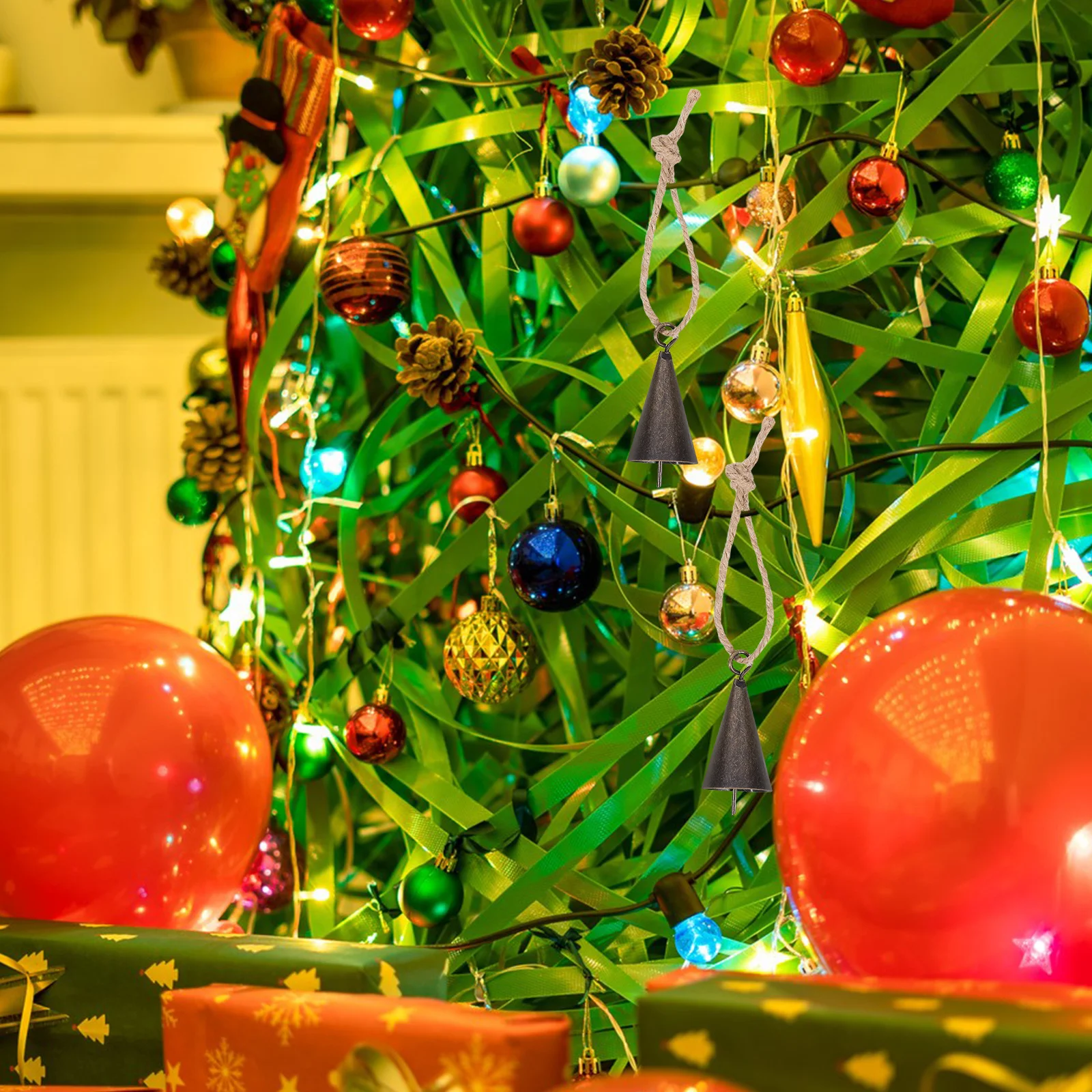 

1Set Rustic Metal Cowbell Vintage Cone Sound Hemp Rope Hanging Farm Animal Goat Cattle Christmas Door Bell Charm