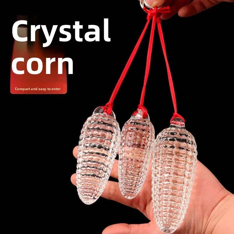 Ring-pull Crystal Glass Corn, Handheld Sensory Massage Toy, Portable Stress Relief Relaxation Tool for Daily Leisure Use