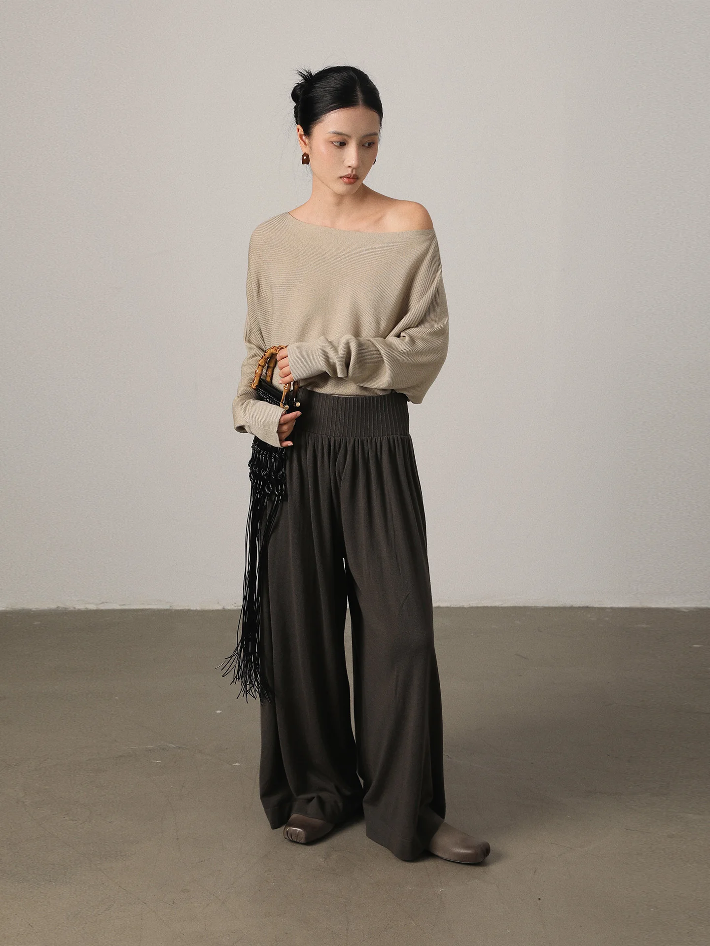 

Vimore Vintage High Waist Elastic Wide Leg Pants Draped Soft Casual Pants Women's Comfortable Breathable Straight Leg Trousers