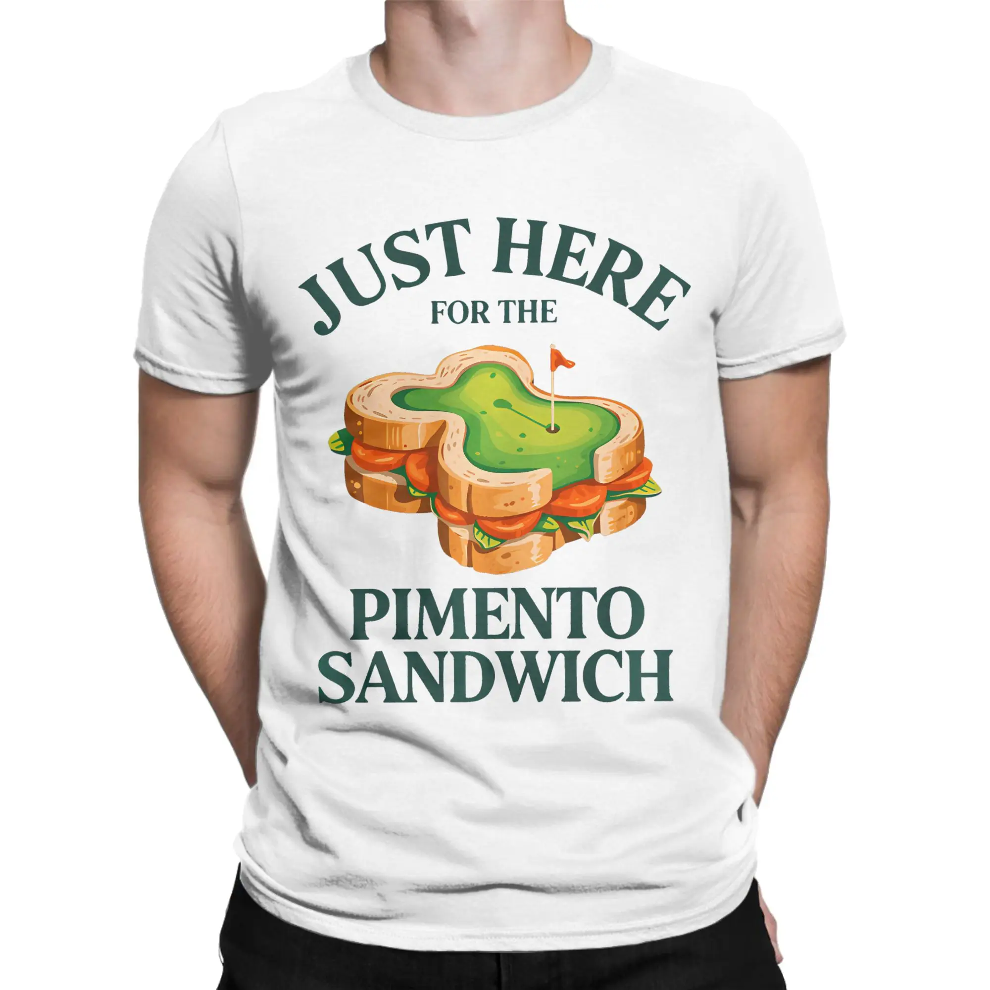 Just Here For The Pimento Cheese Sandwich Golf Humor Season Cotton T Shirt For Adult Summer T Shirts Big Size Hot Sale Clothing