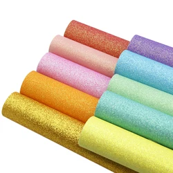 Shimmer Fine Glitter Faux Leather Sheets Candy Solid Color Synthetic Leather Fabric Roll for DIY Earrings Hair Bows Crafts