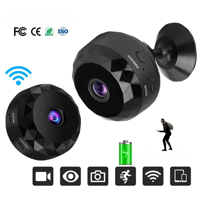 New Wireless Mini Camera HD Pixel Home Security Monitor Infrared Night Vision Built in Battery Camera